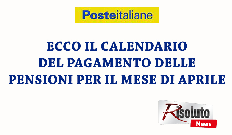 Da domani, 26 marzo, a mercoledì 1 aprile pagamento delle pensioni