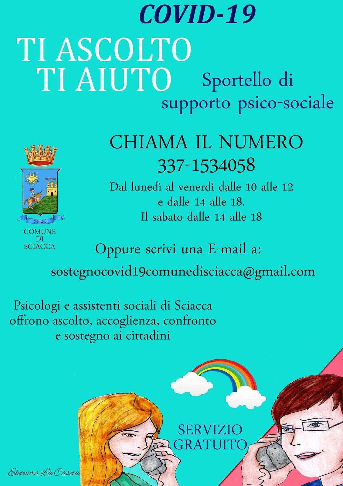 Ti ascolto, ti aiuto”: il Comune di Sciacca avvia sportello sostegno psico-sociale