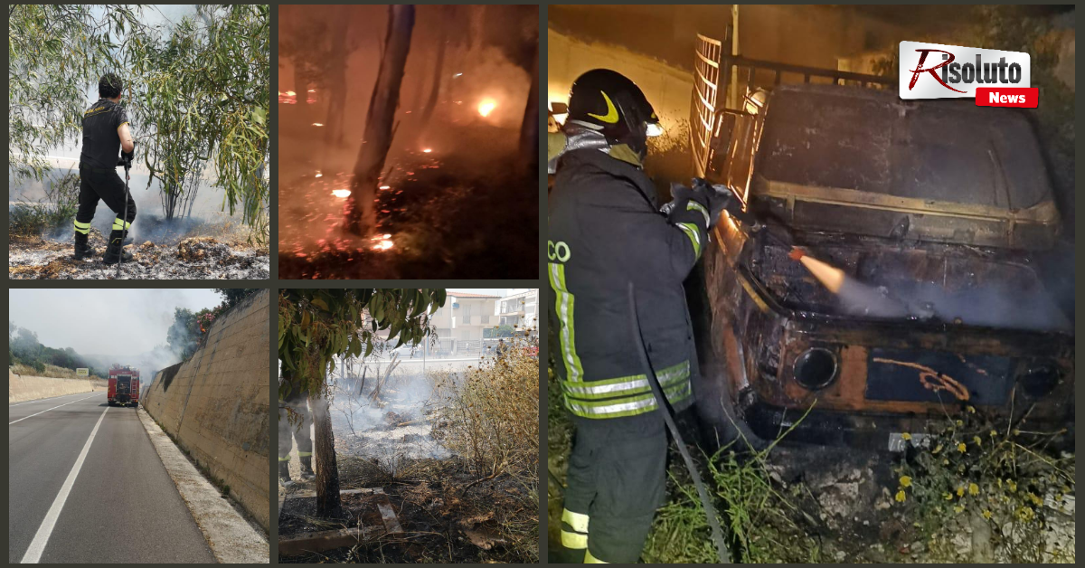 Notte di fuoco a Sciacca, Ribera e Burgio con una decina di incendi (Foto e Video)