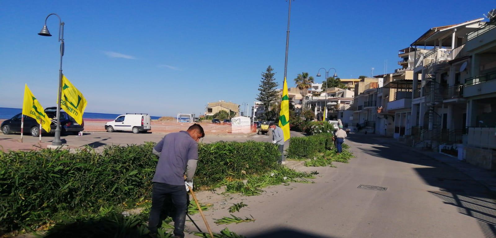 A Seccagrande questa mattina pulizia garantita dagli agricoltori della Coldiretti