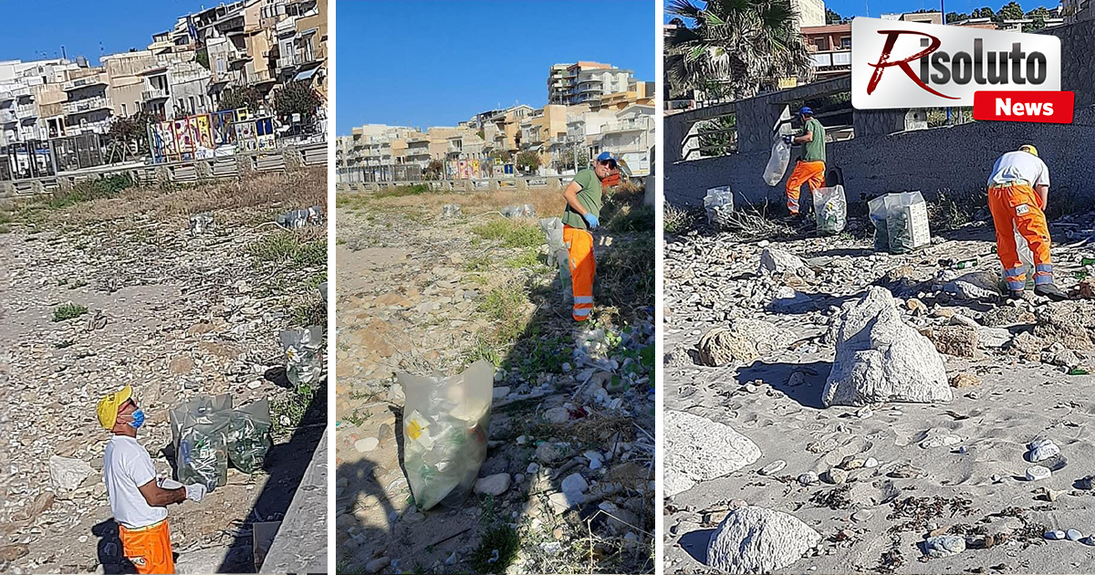 Rimosse questa mattina le numerose bottiglie dalla spiaggia dello Stazzone