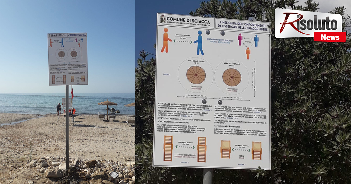 Arriva la segnaletica sulle spiagge di Sciacca, indicazioni su come vivere il mare al tempo del Coronavirus