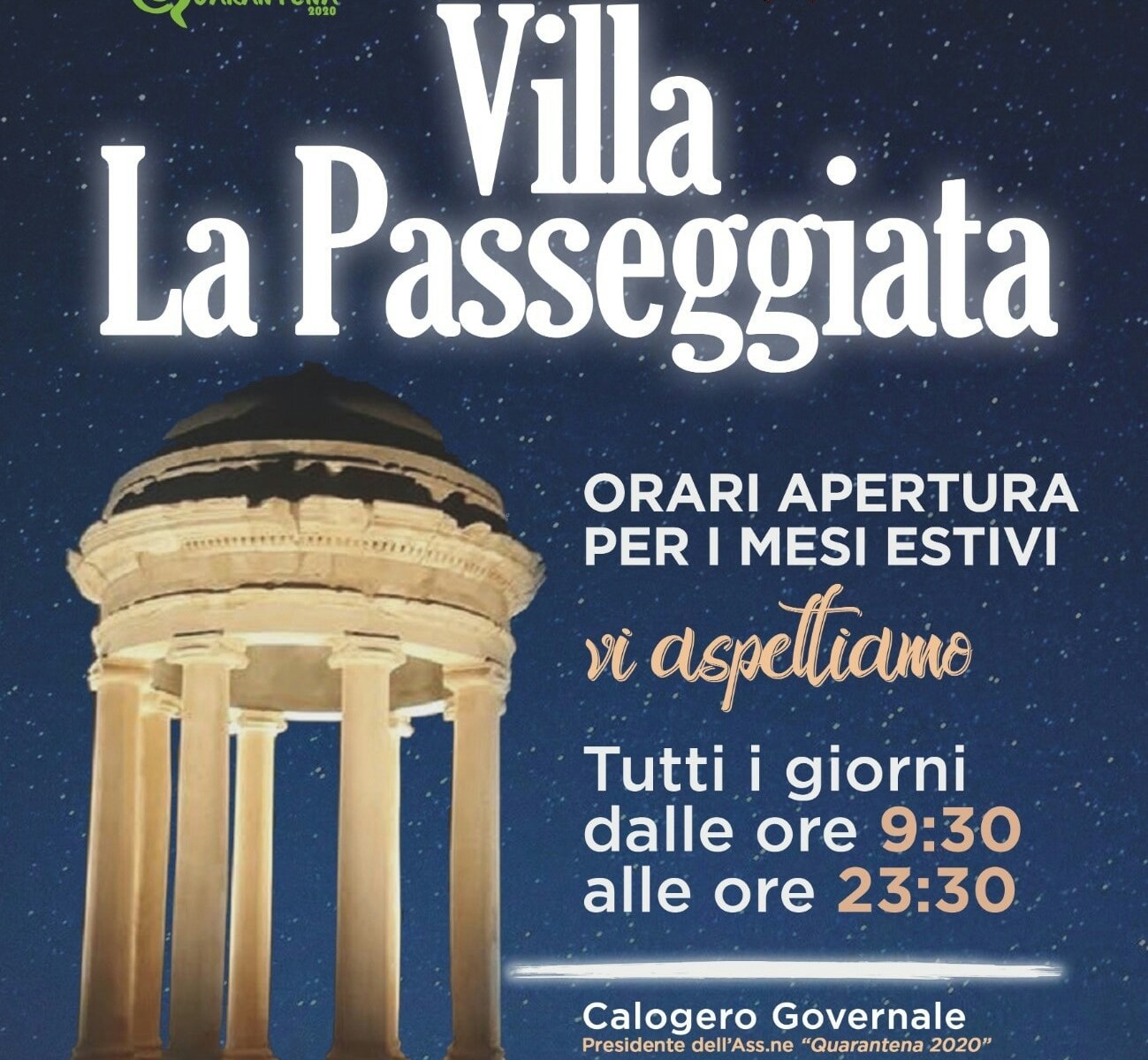 A Santa Margherita Belice riapre oggi la villa comunale "La Passeggiata" aperta fino alle 23,30