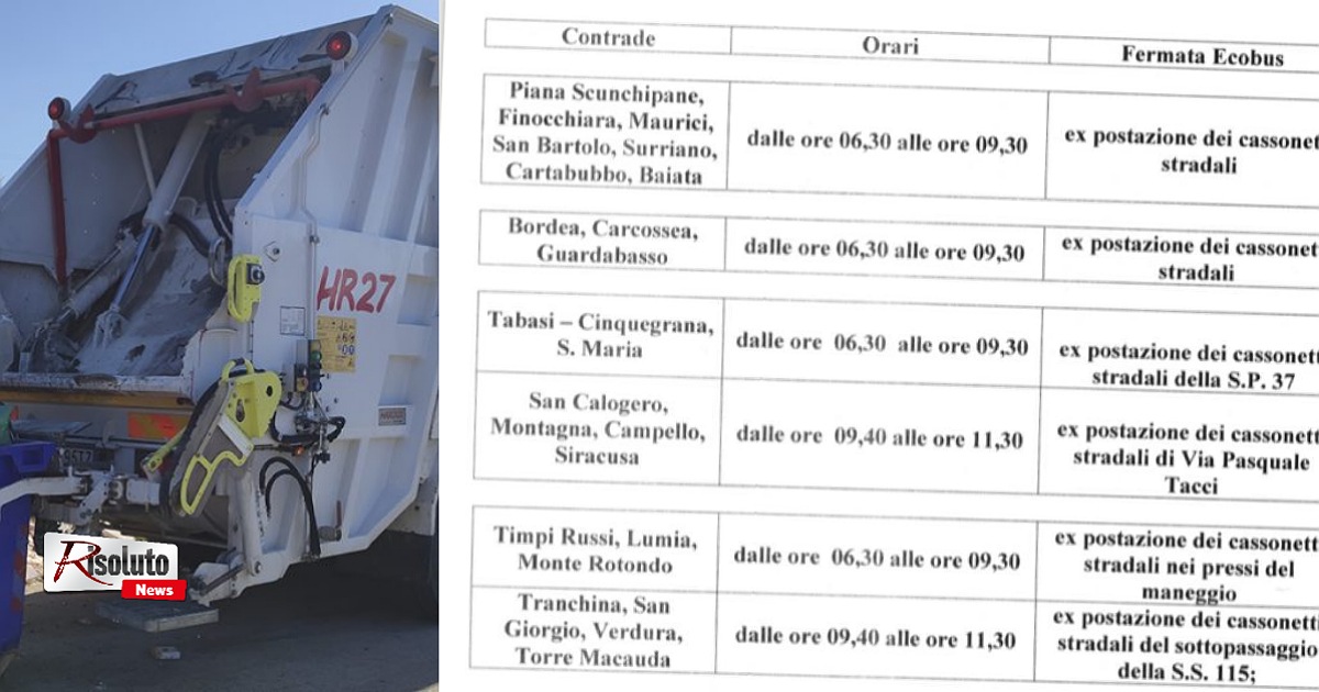 Via i cassonetti anche dalle periferie di Sciacca, arriva l'ecobus: tutto quello che c'è da sapere orari e postazioni