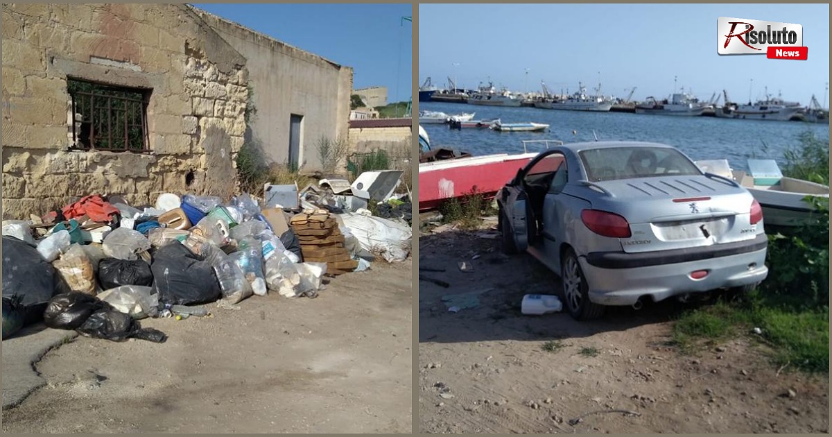 Il degrado dell'area portuale di Sciacca tra rifiuti e auto abbandonate