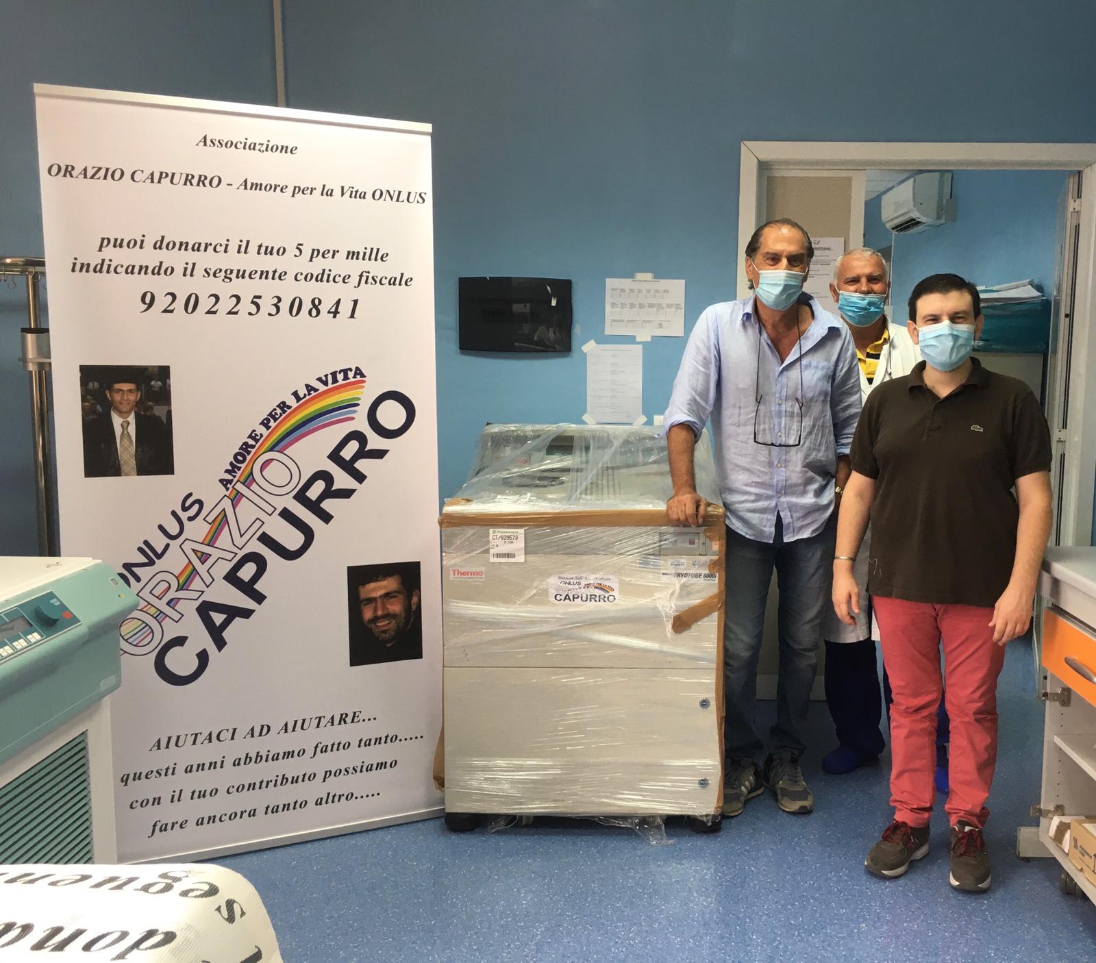 Ulteriore donazione della Onlus Capurro all'ospedale di Sciacca, consegnata una centrifuga alla struttura trasfusionale