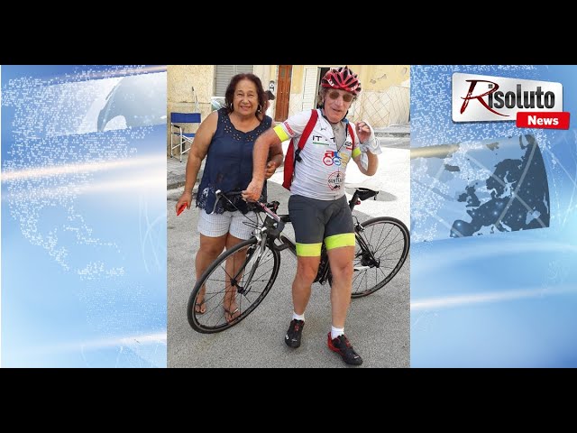 E' arrivato stasera a Ribera dopo 1600 chilometri in bicicletta Luciano Moreno Della Fontana (Video)