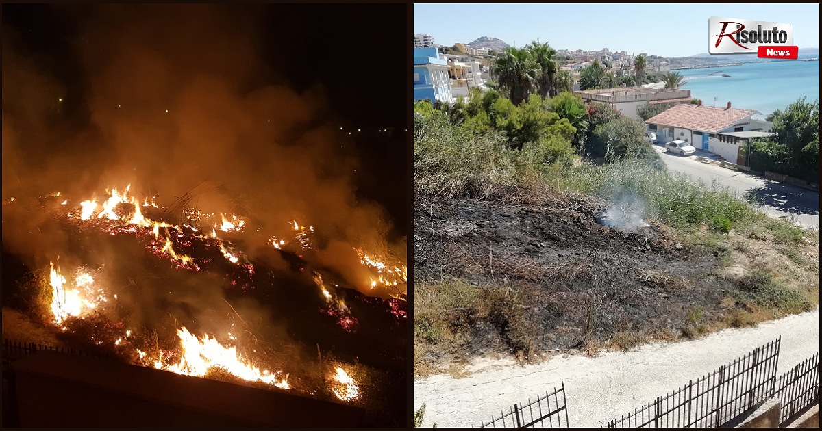 Ancora fiamme a Sciacca, incendio in via Lido