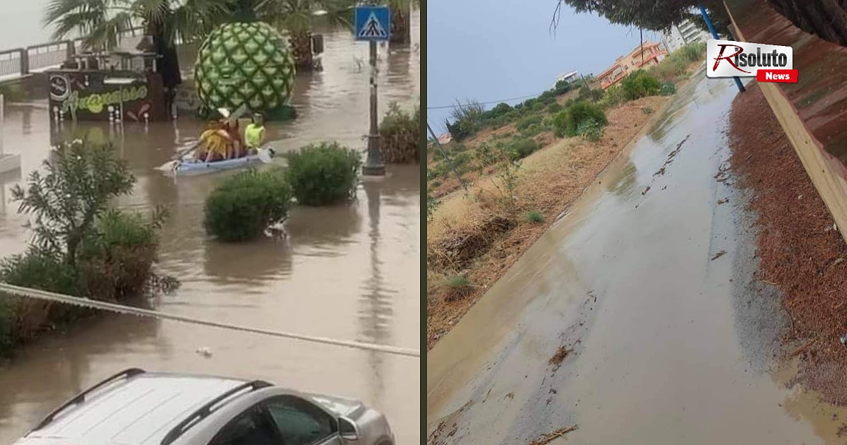 Prima pioggia, vecchi problemi. A Seccagrande c'è chi ironizza e  attraversa in kayak il lungomare