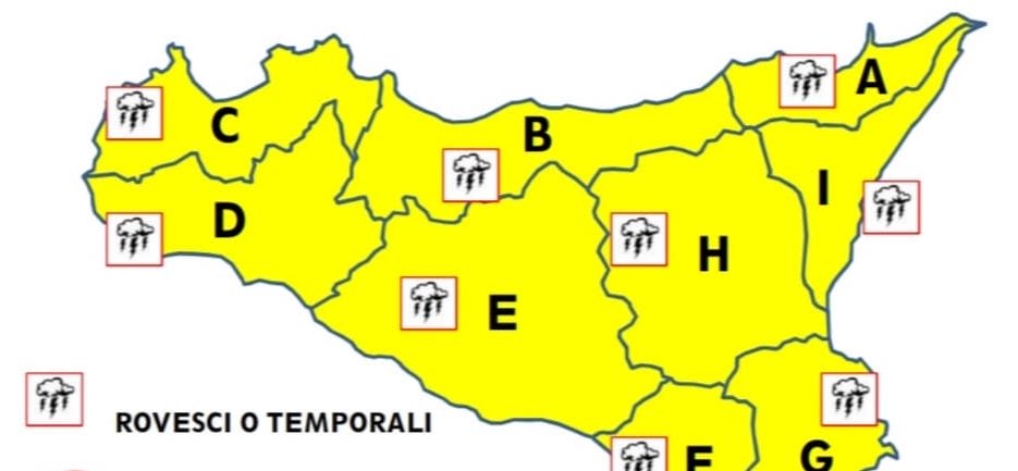 Sicilia, la Protezione Civile dirama l'allerta meteo gialla fino a domani