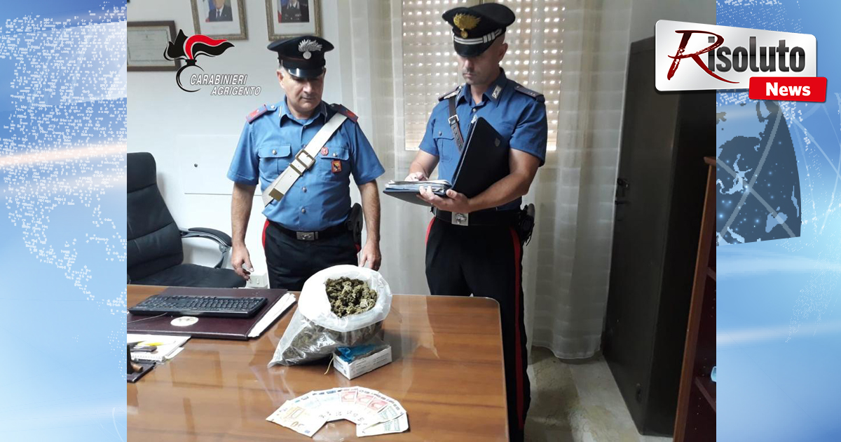 Arrestato per droga giovane riberese, nel suo negozio 800 grammi di marujana