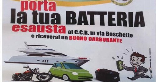 Un buono carburante per ogni batteria esausta consegnata all'isola ecologica, iniziativa dell'Unione dei Comuni Alto Verdura e Gebbia