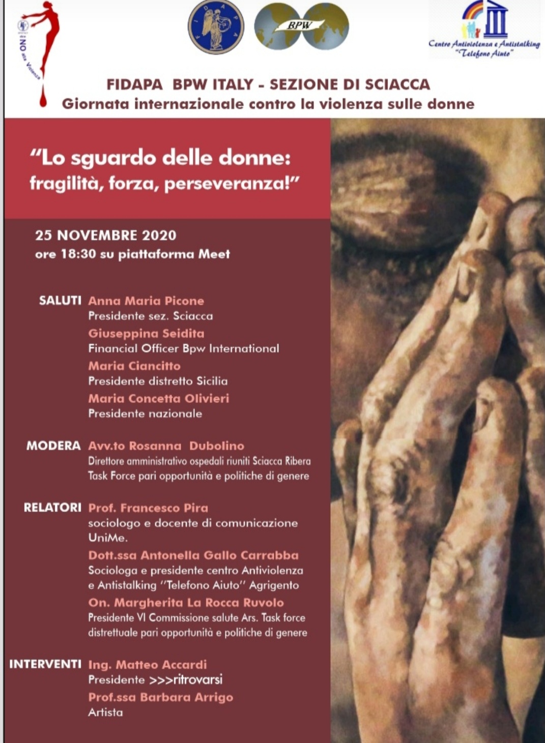 Giornata contro la violenza sulle donne, la Fidapa di Sciacca organizza un incontro online