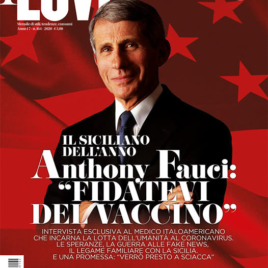 Il virologo Anthony Fauci immortalato nella copertina di I love Sicilia:” E’ una promessa, verrò presto a Sciacca”