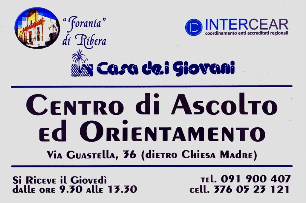 Centro di Ascolto per i giovani che hanno problemi di droga, servizio per la comunità della chiesa di Ribera