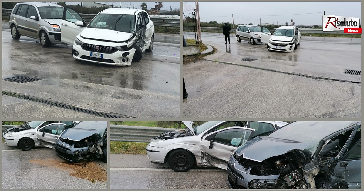 Incidente sulla 115 alle porte di Sciacca con quattro auto coinvolte, due feriti