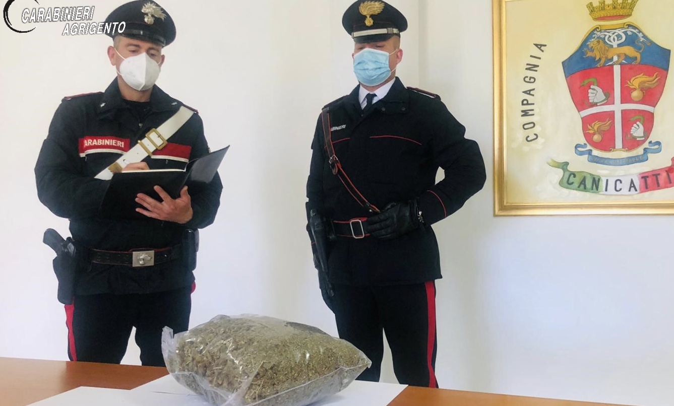 Due chili di droga sequestrati dai carabinieri a Canicattì
