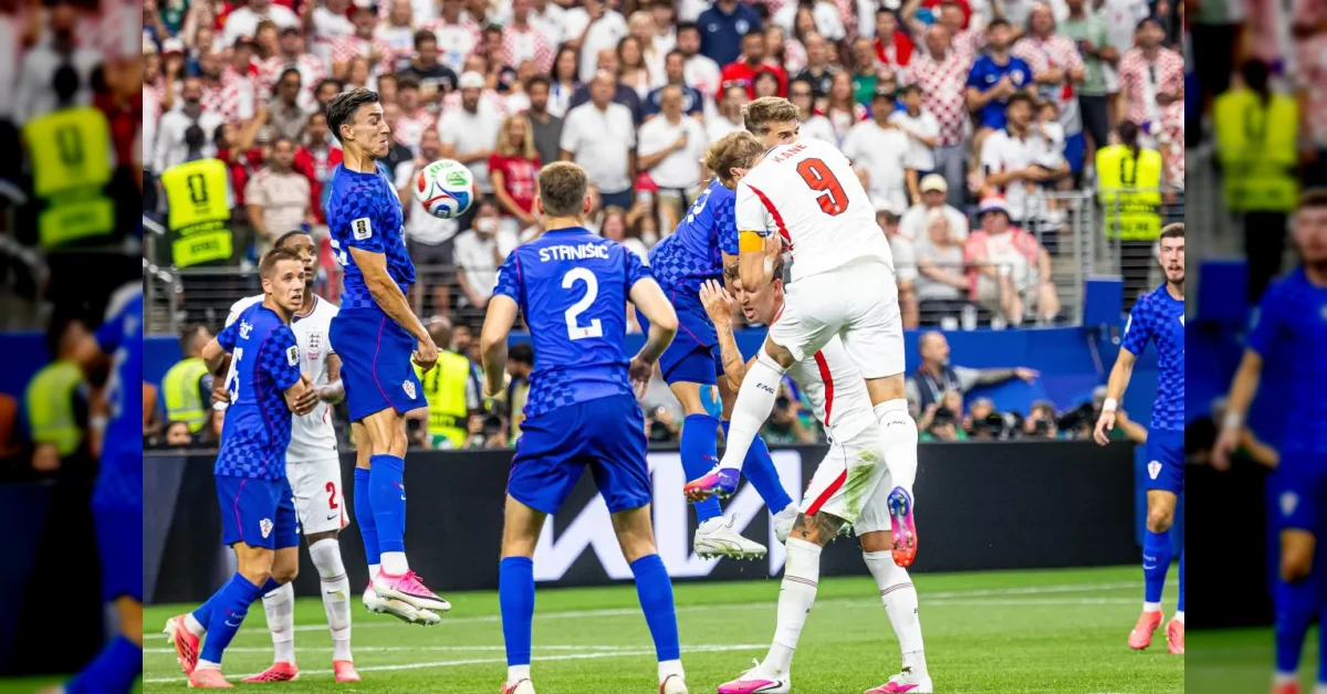 Harry Kane e Jude Bellingham festeggiano il 4-2 dell'Inghilterra contro la Croazia al Mondiale 2026
