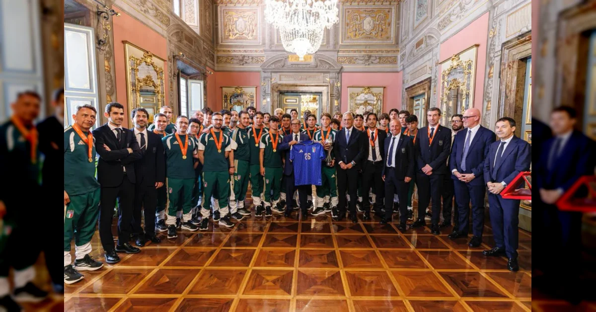 Ignazio La Russa accoglie la Nazionale under 17 campione d'Europa a Palazzo Giustiniani