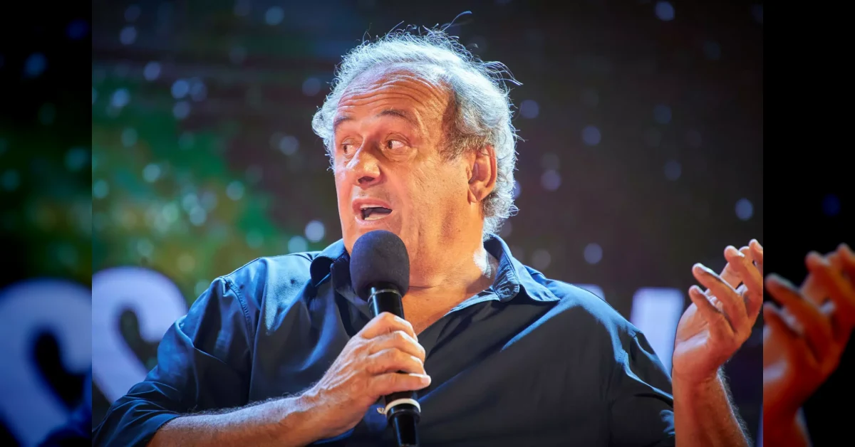 Michel Platini durante la conferenza stampa alla Vialli e Mauro Golf Cup parla del futuro del calcio italiano