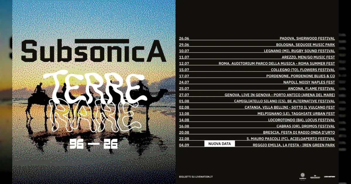 Subsonica in concerto - tour estivo Terre Rare 96-26 a Padova