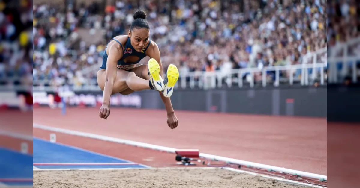 Larissa Iapichino in salto in lungo a Eugene, Oregon, durante la Diamond League 2025