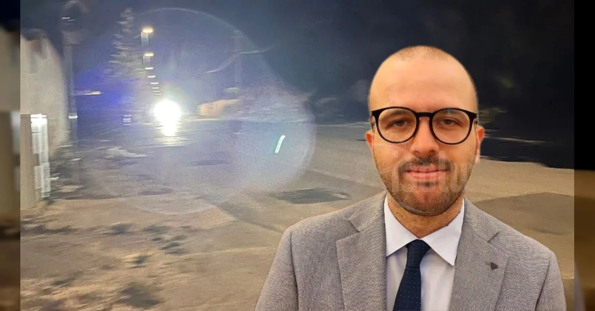 Tratto stradale di via San Marco al buio, con assenza di illuminazione pubblica serale
