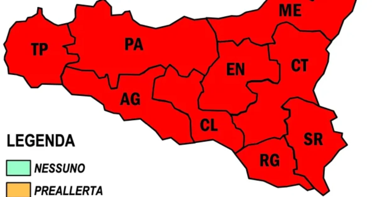 Caldo estremo in Sicilia, domenica con allerta rossa anche per incendi