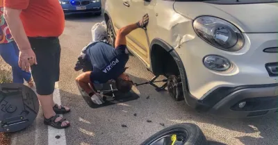 Anziani in difficoltà sulla statale 640, la polizia stradale sostituisce la ruota e li rimette in viaggio