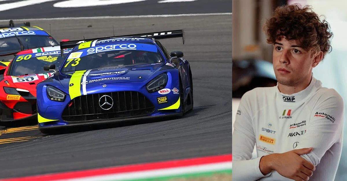 Giuseppe Guirreri alla guida della Mercedes-AMG GT3 Evo di Antonelli Motorsport al Mugello durante il Campionato Italiano Gran Turismo Sprint
