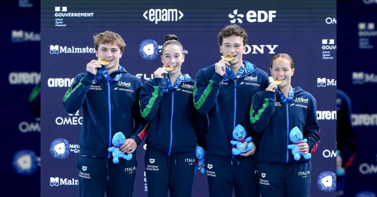 Tuffi, l'Italia vince l'oro europeo a Parigi nel mixed team: festa azzurra dopo aver battuto la Russia