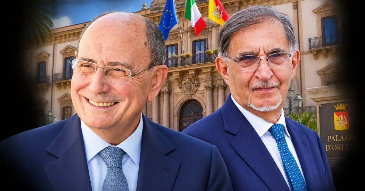 Schifani e La Russa davanti Palazzo D'Orleans