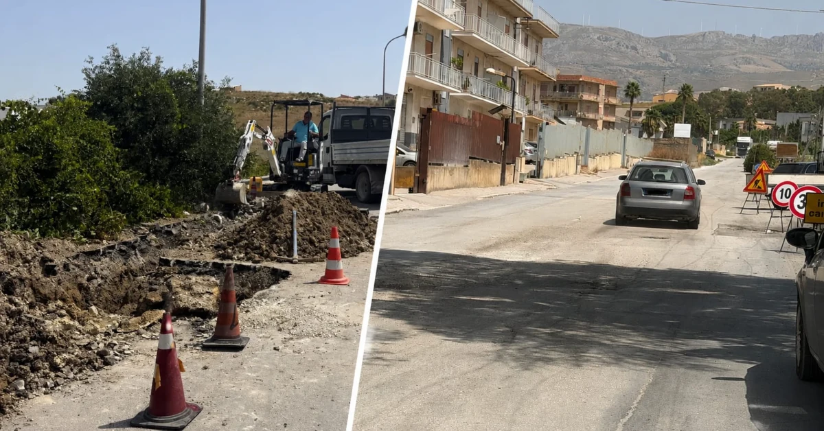 Scoppio condotta idrica in via Acerra a Sciacca, intervento Aica per riparazione rete