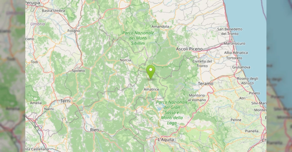 Scossa di terremoto magnitudo 2.9 con epicentro ad Accumoli, avvertita ad Amatrice e Arquata del Tronto
