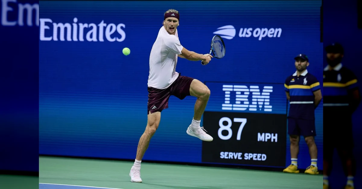 Alexander Zverev in azione durante il match degli Us Open 2026 contro Alejandro Tabilo