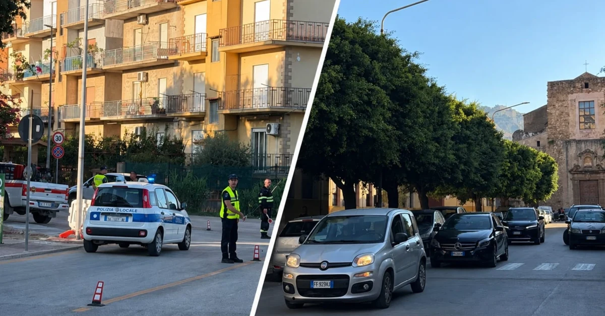 Agenti della Polizia municipale di Sciacca impegnati nel controllo della viabilità alternativa alla statale 115