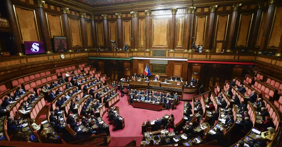 Senato italiano durante la votazione sulla legge nucleare con 81 sì