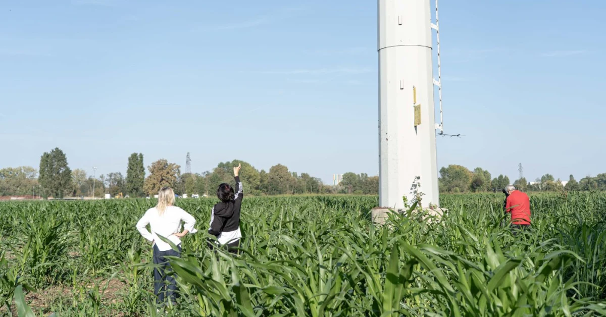 Traliccio dell'alta tensione in zona rurale del Lodigiano vicino alla tenuta Bottedo