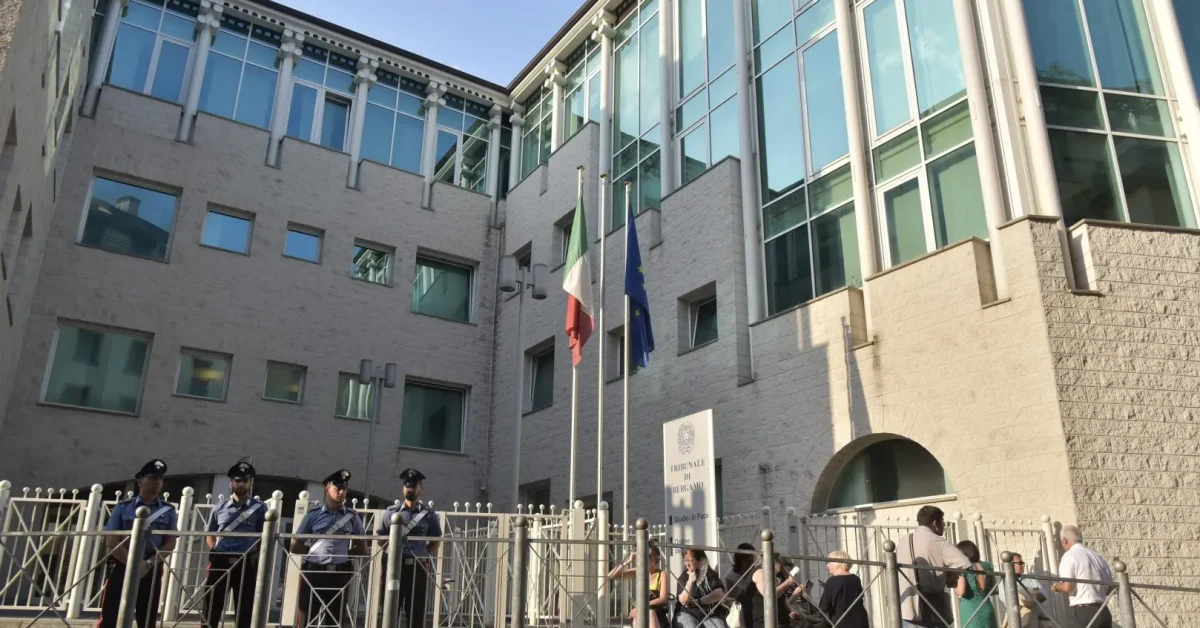Aula della Corte d'Assise di Bergamo, luogo della decisione sulla richiesta di Bossetti per nuove analisi sui reperti del caso Yara