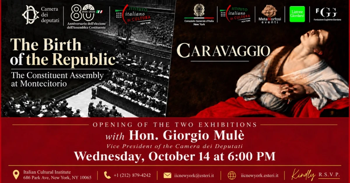 Giorgio Mulè inaugura a New York due mostre su Assemblea Costituente e Caravaggio il 14 ottobre
