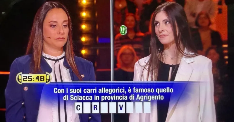 Il Carnevale di Sciacca a Caduta Libera su Canale 5 con una domanda sui carri allegorici