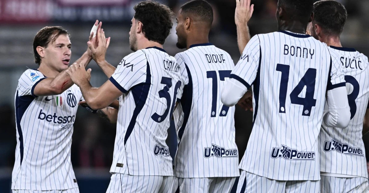 Inter in rimonta sul Bologna al Dall'Ara, esultanza nerazzurra dopo il gol