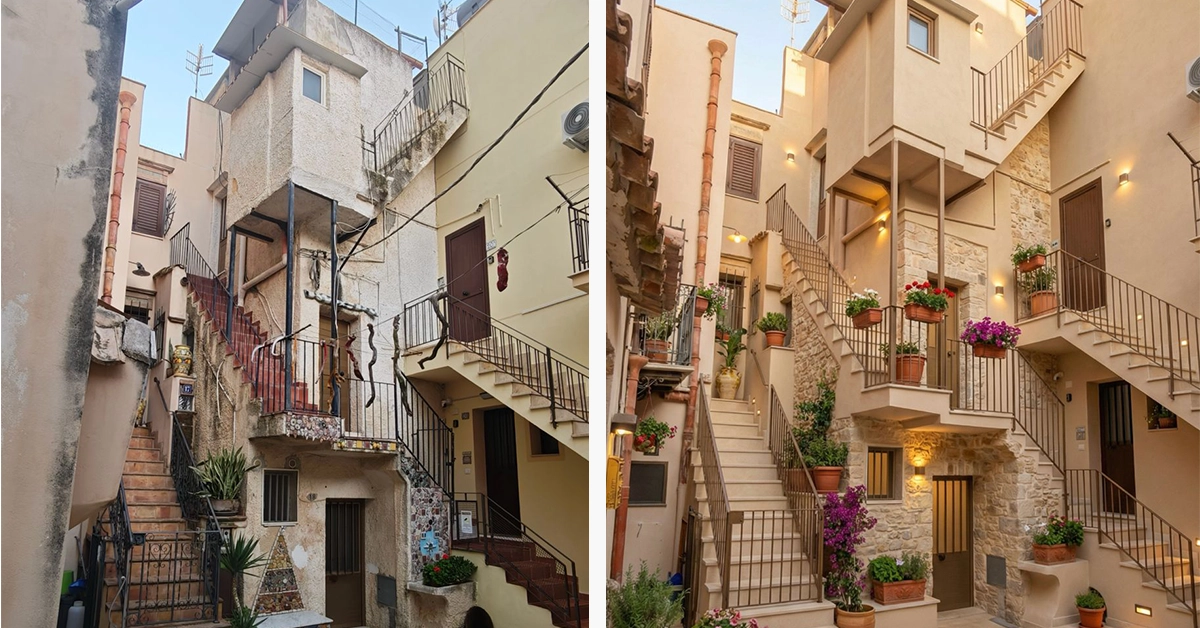 Visione progettuale Risoluto Immobiliare: immobile nel centro storico di Sciacca prima e dopo la valorizzazione