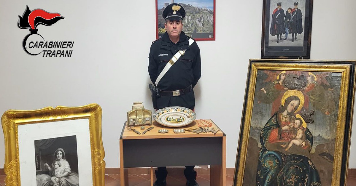 Erice, recuperate opere d’arte rubate: arrestato un 44enne