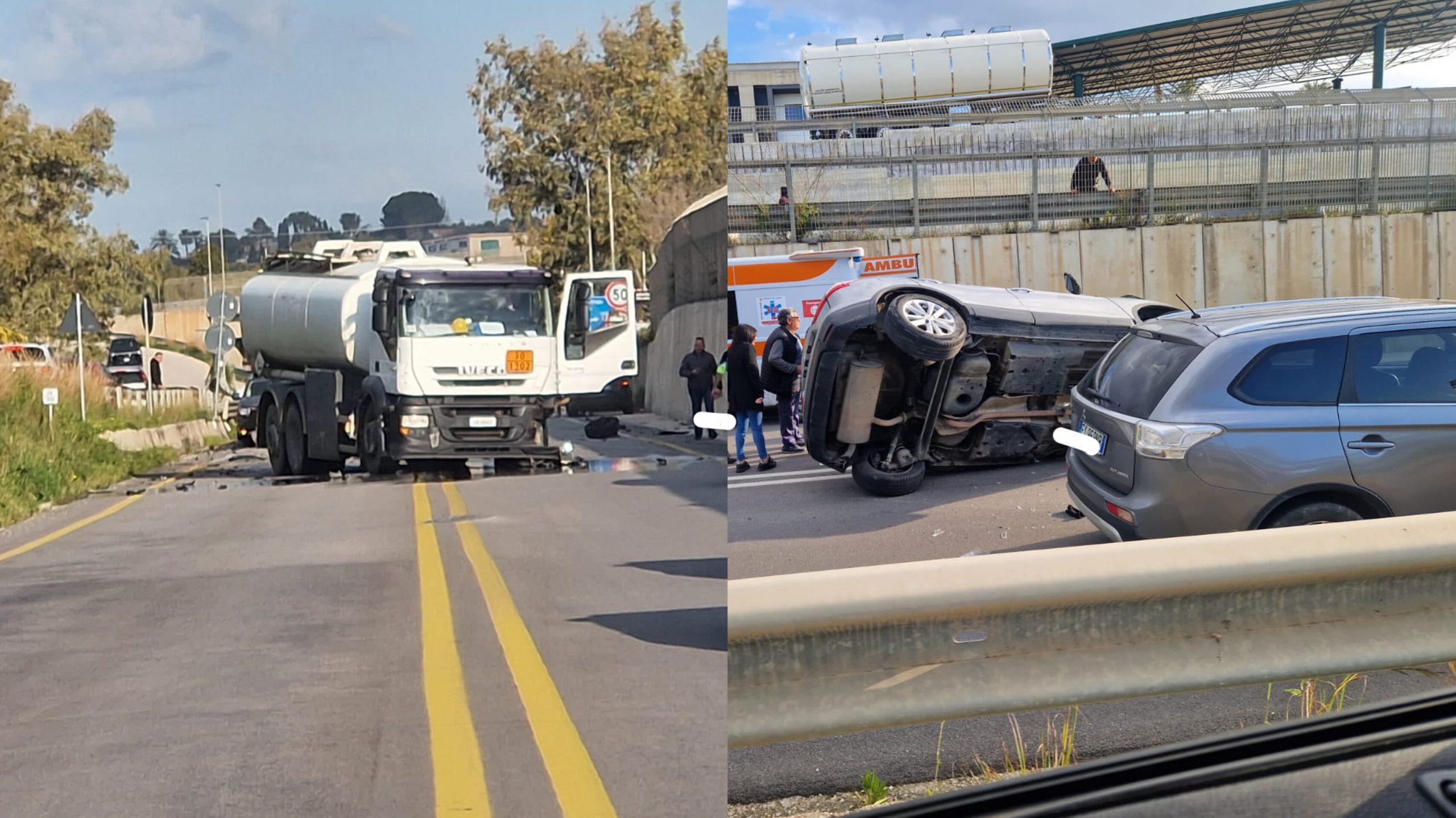 Incidente sulla Statale 115 a Sciacca: coinvolti due mezzi e un’autocisterna, traffico deviato
