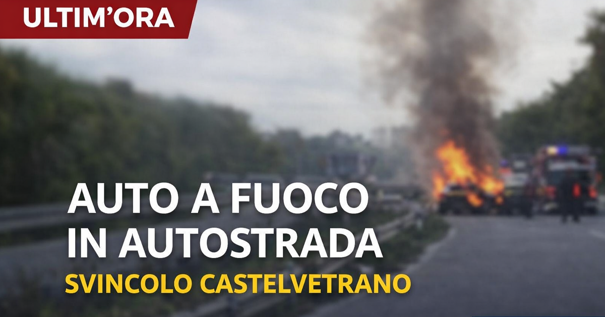 Auto a fuoco in autostrada a pochi chilometri da Castelvetrano, illeso il conducente