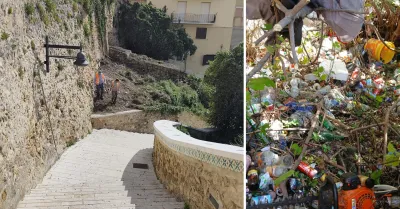 Rifiuti nella scarpata della discesa Campidoglio, in arrivo una telecamera