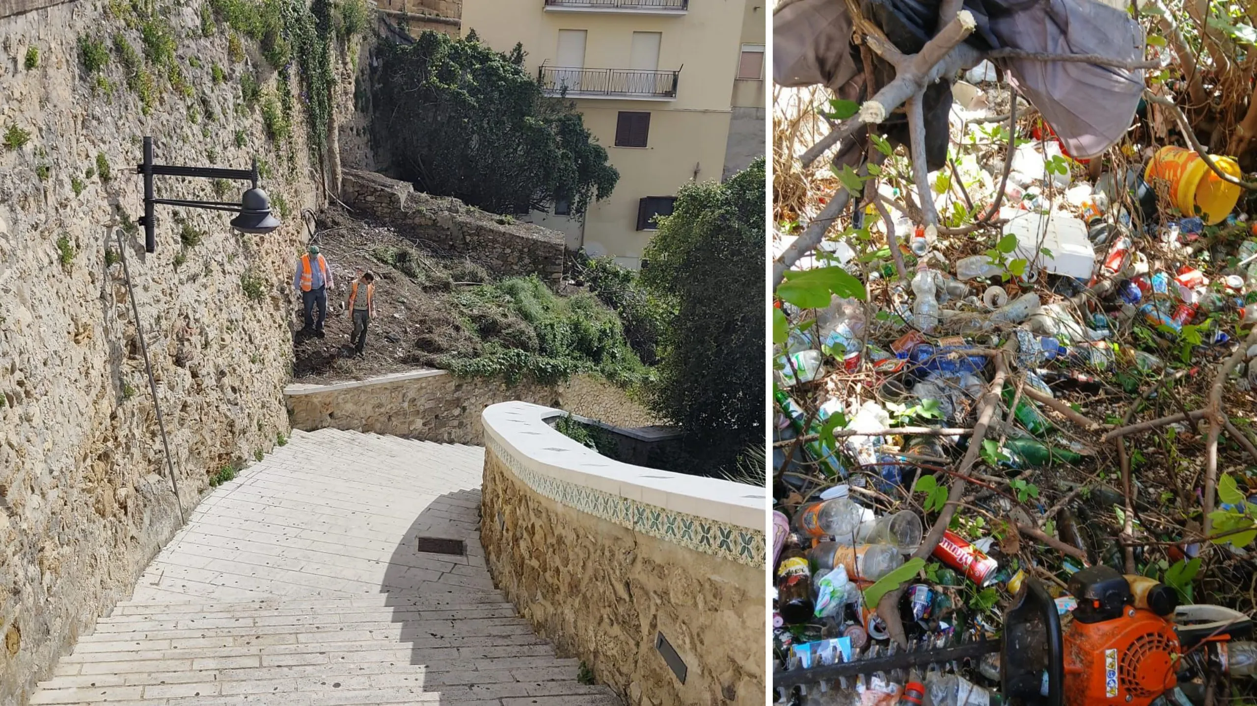Rifiuti nella scarpata della discesa Campidoglio, in arrivo una telecamera