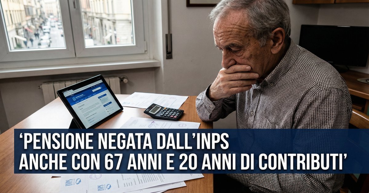 Pensione negata dall'INPS anche con 67 anni e 20 anni di contributi: ecco perché e cosa fare