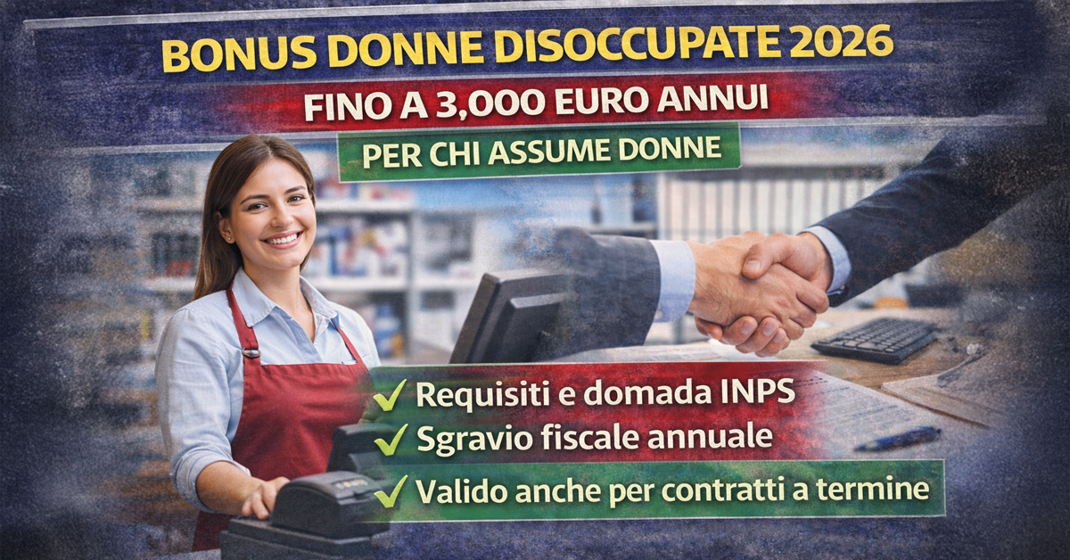 Bonus donne disoccupate 2026: fino a 3.000 euro annui per chi assume, requisiti e come richiederlo